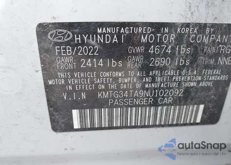 2022 Genesis G70 Prestige из США, поврежденный, VIN KMTG34TA9NU102092